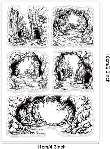 GLOBLELAND Landscape Stamps Clear Stamps for Card Making Mount Fuji Background Silicone Stamp Pine Trees Transparent Stamp Seal for DIY Scrapbooking Embossing Photo Album in Saudi Arabia