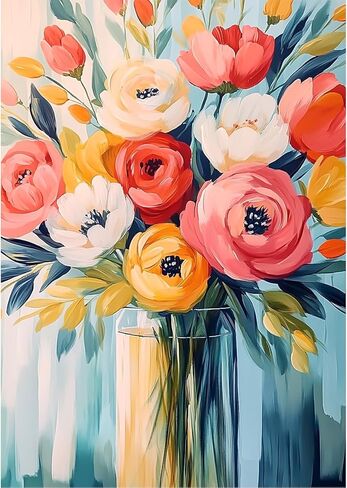 Tostog Flowers Diamond Paints Kits للبالغين ، وأطقم فن الماس الشاطئية للبالغين ، ولوحات الماس الفراشات للمبتدئين ، ولوحات Heart Heart Diamond Art Art 11.8 في* 15.75 بوصة. in Kuwait