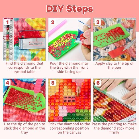 Tostog Flowers Diamond Paints Kits للبالغين ، وأطقم فن الماس الشاطئية للبالغين ، ولوحات الماس الفراشات للمبتدئين ، ولوحات Heart Heart Diamond Art Art 11.8 في* 15.75 بوصة. in Kuwait