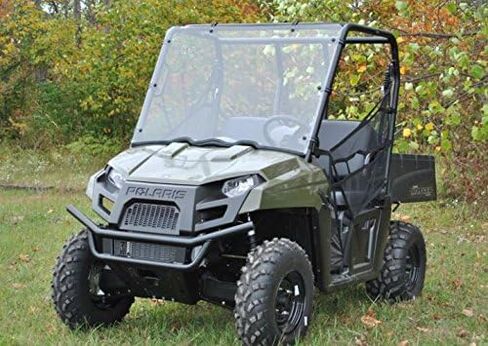 SuperATV Heavy Duty Scratch Resistant Full Windshield for 2010+ Polaris Ranger Midsize 400 (See Fitment) | 1/4" Polycarbonate 250x Stronger Than Glass | Includes Pre-installed Bulb Seal in Saudi Arabia