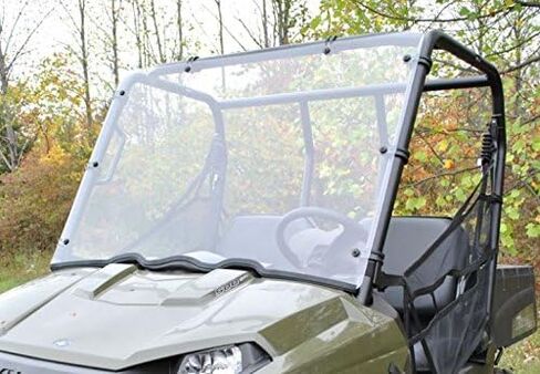 SuperATV Heavy Duty Scratch Resistant Full Windshield for 2010+ Polaris Ranger Midsize 400 (See Fitment) | 1/4" Polycarbonate 250x Stronger Than Glass | Includes Pre-installed Bulb Seal in Saudi Arabia