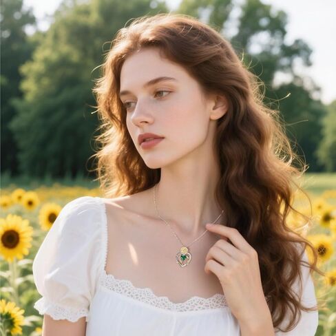 Iefil Sunflower Gifts for Women - S925 Sterling Silver Sunflower Heart Pendant Birthstone Necklace for Women, Anniversary Birthday Gifts for Wife, You Are My Sunshine Necklaces, Jewelry for Wife Mom in Saudi Arabia