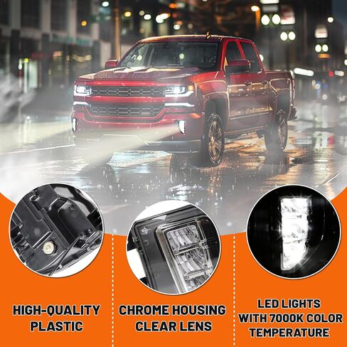 ECOTRIC Clear LED Fog Lights Compatible with 2016-2019 Chevy Silverado 1500 Bumper Fog Lamps W/Wiring Harness Replacement For GM2592315 84000614 Driving Bumper Brilliant Set Kit Pair in Saudi Arabia