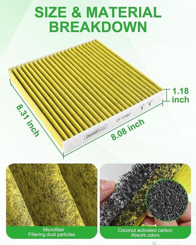 2Pcs Dacall CF11182 Activated Carbon Cabin Air Filter, for Honda CRV/Civic/FIT/HRV/Insight/Odyssey/Accord/Clarity All//CR-Z, fit for Acura ADX/Integra/MDX/RDX (2021-2025) in Saudi Arabia