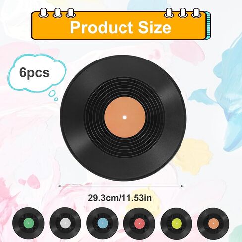12 Inch Blank Vinyl Records Decor, 6PCS Fake Records Vintage Decorations Retro Wall Display Faux Vinyl Record for Music Party Studio Home Living Room Wall Decor DIY Craft Project in Saudi Arabia