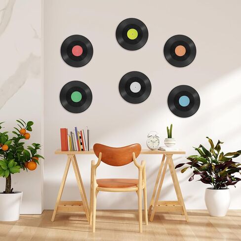 12 Inch Blank Vinyl Records Decor, 6PCS Fake Records Vintage Decorations Retro Wall Display Faux Vinyl Record for Music Party Studio Home Living Room Wall Decor DIY Craft Project in Saudi Arabia