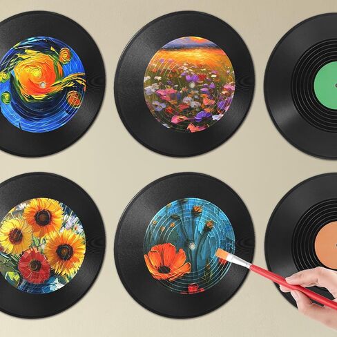 12 Inch Blank Vinyl Records Decor, 6PCS Fake Records Vintage Decorations Retro Wall Display Faux Vinyl Record for Music Party Studio Home Living Room Wall Decor DIY Craft Project in Saudi Arabia