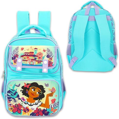 Disney Encanto Backpack for Girls - Bundle 16" Elementary School Bag with Pockets Plus Stickers, Water Bottle, More Encanto School Backpack for Kids in Saudi Arabia