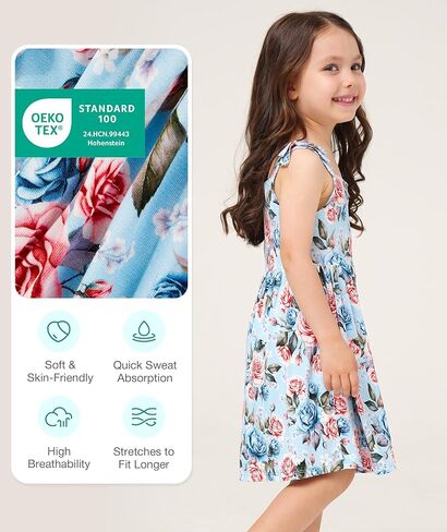 فستان فتاة من الخيزران الفسكوز بدون أكمام مع أشرطة فيونكة وفساتين للفتيات الصغيرات والأطفال الصغار in Kuwait