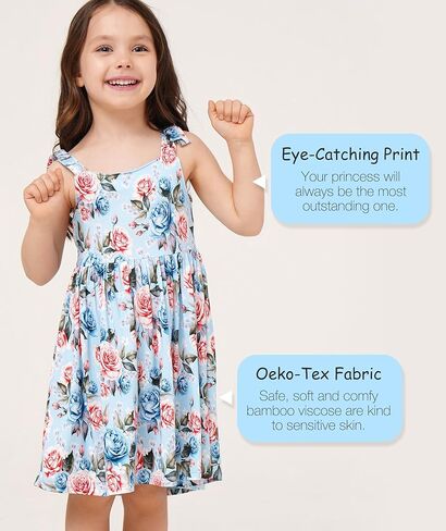 فستان فتاة من الخيزران الفسكوز بدون أكمام مع أشرطة فيونكة وفساتين للفتيات الصغيرات والأطفال الصغار in Kuwait