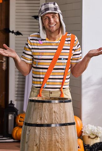 Arvilhill 4 Pcs Men's Classic Comedy Costume Striped T-Shirt Shorts Suspender Hat Halloween Funny Outfits (S-XXL) in Saudi Arabia