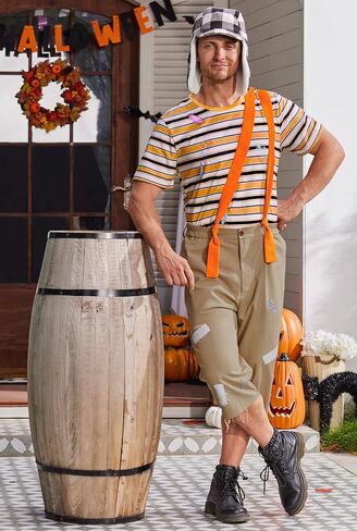 Arvilhill 4 Pcs Men's Classic Comedy Costume Striped T-Shirt Shorts Suspender Hat Halloween Funny Outfits (S-XXL) in Saudi Arabia