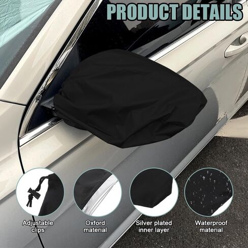 2PCS Car Side Mirror Covers, Winter Car Accessories, Auto Rearview Protection Cover, Universal Waterproof Snow Mirror Cover Car Exterior Accessories Compatible with Cars Trucks (Black, 2PCS) in Saudi Arabia