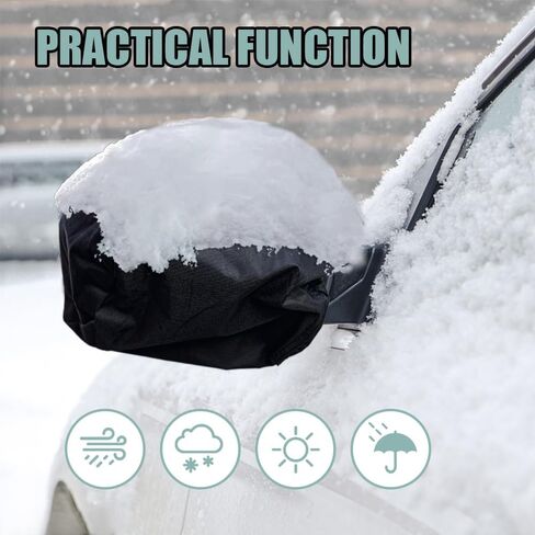 2PCS Car Side Mirror Covers, Winter Car Accessories, Auto Rearview Protection Cover, Universal Waterproof Snow Mirror Cover Car Exterior Accessories Compatible with Cars Trucks (Black, 2PCS) in Saudi Arabia