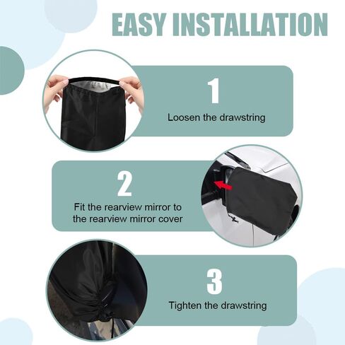 2PCS Car Side Mirror Covers, Winter Car Accessories, Auto Rearview Protection Cover, Universal Waterproof Snow Mirror Cover Car Exterior Accessories Compatible with Cars Trucks (Black, 2PCS) in Saudi Arabia