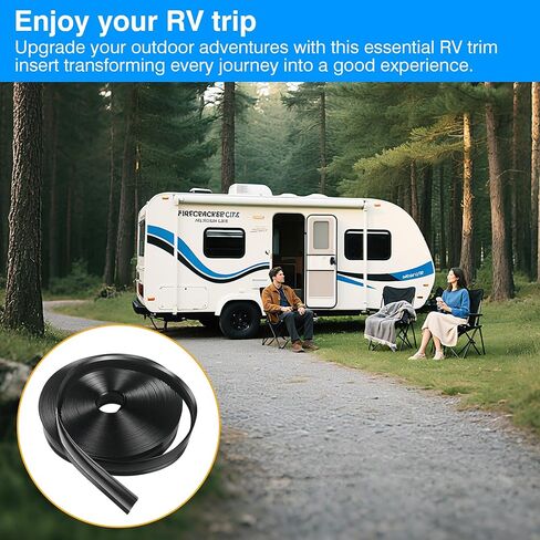 RV Trim Molding Insert 1" - RV Vinyl Trim Insert 50’ Black - Camper Trim Molding Exterior, UV-Resistant RV Weather Stripping Exterior, for Camper Travel Trailer in Saudi Arabia