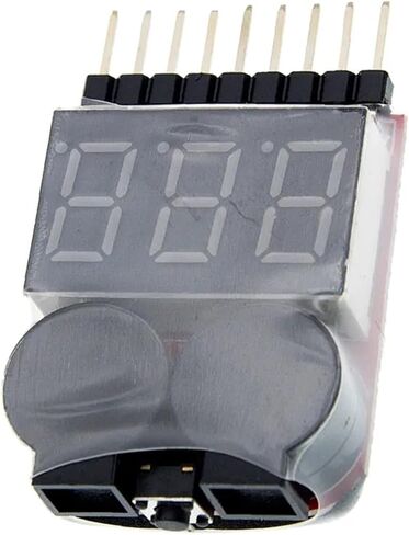 جهاز اختبار جهد البطارية 1-8S BBX1-8S 2IN1/إنذار صفارة الجهد المنخفض/مدقق جهد البطارية مكبرات صوت مزدوجة (صندوق أبيض 1-8S) in Saudi Arabia