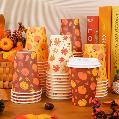 72 Set Halloween Disposable Coffee Cups with Lids 12oz Black Orange Pumpkin Ghost Bat Paper To Go Coffee Cups for Cappuccino Hot Chocolate Beverage Tea in Saudi Arabia