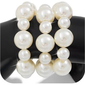 Chunky Bracelets Set for Women,Big Round Ball Beaded Elastic Bracelets Charm Trendy Stackable Stretch Bracelet Vintage Punk Jewelry in Kuwait