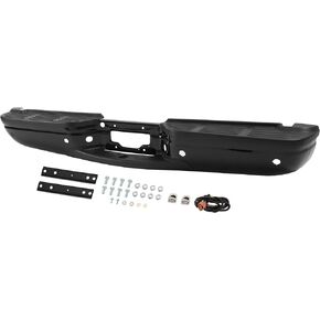 Rear Step Bumper Assembly Compatible with 2001 2002 2003 2004 2005 2006 2007 Ford F250 F350 F450 F550 Super Duty W/Sensor Hole, Step Pad, Brackets Replacement for FO1101121 Powder Coated in Saudi Arabia