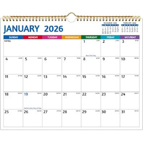 2025-2026 Wall Calendar - Jul. 2025 –Dec. 2026, 18 Months Calendar 2025-2026, 14.57 x 11.42 In, 2026 Calendar, Monthly Calendar with Large Blocks, Thick Paper, Holidays, Notes, Great for Planning in Kuwait