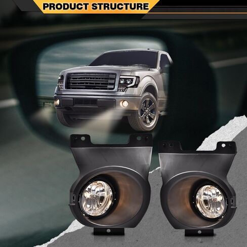مجموعة مصابيح الضباب متوافقة مع 2011 2012 2013 2014 Ford F150 مصد الضباب مصابيح القيادة مع مفتاح/قوس/مصابيح (عدسة دخانية) in Saudi Arabia