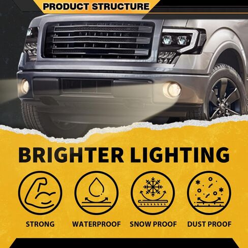 مجموعة مصابيح الضباب متوافقة مع 2011 2012 2013 2014 Ford F150 مصد الضباب مصابيح القيادة مع مفتاح/قوس/مصابيح (عدسة دخانية) in Saudi Arabia