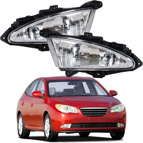 labwork 1 Pair Fog Lights Assembly Replacement for 2007-2010 Elantra Clear Lens with Bulbs Driving Fog Lights Lamps Driver and Passenger Side in Saudi Arabia