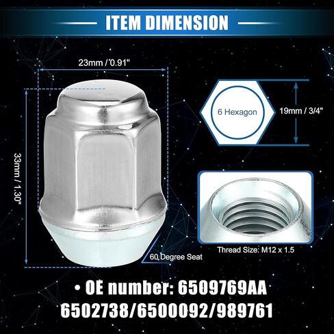 5 Pcs Wheel Lug Nuts Compatible for Ford Focus for Dodge Grand Caravan, Durable M12 x 1.5 Carbon Steel Silver Tone Tire Lugnuts in Saudi Arabia