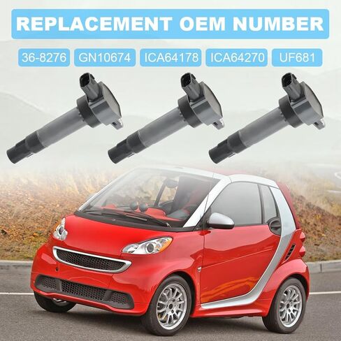 مجموعة JDMON مكونة من 3 ملفات إشعال متوافقة مع Smart Fortwo 2008 2009 2010 2011 2012 2013 2014 2015 1.0L L3 لاستبدال UF681 36-8276 GN10674 ICA64178 ICA64270 in Saudi Arabia