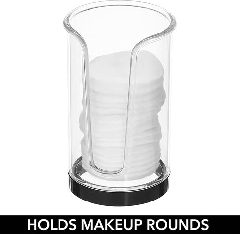 mDesign Plastic Small Compact Disposable Paper Cup Dispenser, Mouthwash Rinsing Cups Storage Holder for Bathroom Vanity Countertops, Makeup Table, Powder Room, Lumiere Collection, Clear/Brushed Chrome in Saudi Arabia