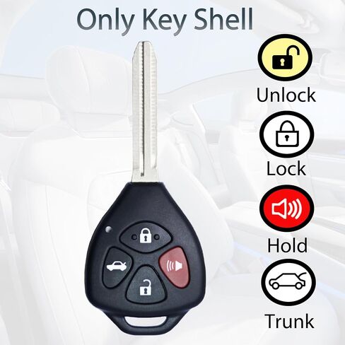 غطاء مفتاح Fob Shell يناسب Camry Corolla 2006 2007 2008 2009 2010 2011 2012 2013 دخول بدون مفتاح للتحكم عن بعد 4 أزرار غطاء مفتاح (مجموعة من 2) in Saudi Arabia