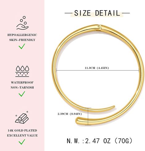 Gold Silver Chunky Choker Necklace For Women,Collar Necklace Bold Statement Necklaces Spring Hinged Open Necklaces Trendy Jewelry for Women in Saudi Arabia