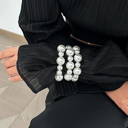 Chunky Bracelets Set for Women,Big Round Ball Beaded Elastic Bracelets Charm Trendy Stackable Stretch Bracelet Vintage Punk Jewelry in Kuwait