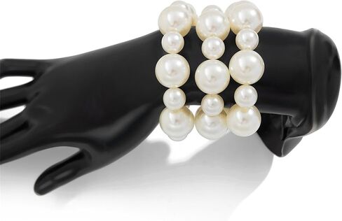 Chunky Bracelets Set for Women,Big Round Ball Beaded Elastic Bracelets Charm Trendy Stackable Stretch Bracelet Vintage Punk Jewelry in Kuwait