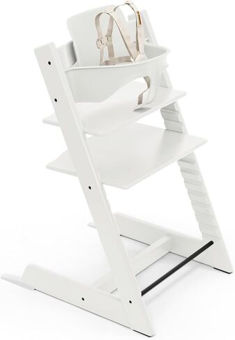Stokke Tripp Trapp High Chair 2, Natural - Includes Chair + Baby Set with Removable Harness for Children 6-36 Months - Adjustable, Ergonomic & Easy to Clean | Includes Chair, Baby Set, Removable Harness for Children 6-36 Months, Adjustable, Ergonomic & Ea in Saudi Arabia