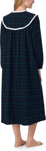 Lanz of Salzburg Sleepwear for Women Classic Long Sleeve Open Neck Soft Flannel Pajama Nightgown in Kuwait