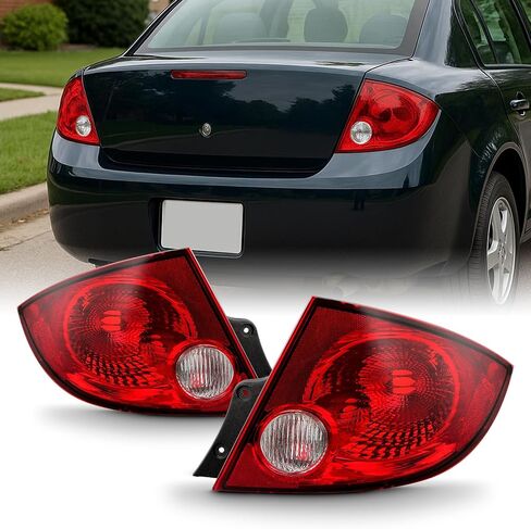 AKKON - For Chevy Cobalt |Pontiac G5 Pursuit 4Dr Sedan Red Clear Rear Tail Lights Brake Lamps Repalcement Pair in Saudi Arabia