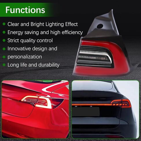 مجموعة مصابيح خلفية LED 3 دبابيس 1077398 مناسبة لطراز Tesla 3 2017 2018 2019 2020 2021 2022 2023، فرامل الجانب الأيمن للراكب الخلفي مصباح الذيل الخارجي إشارة الانعطاف #1077398-00-G 1077398-00-H 1077398-00-F in Kuwait