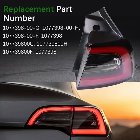 مجموعة مصابيح خلفية LED 3 دبابيس 1077398 مناسبة لطراز Tesla 3 2017 2018 2019 2020 2021 2022 2023، فرامل الجانب الأيمن للراكب الخلفي مصباح الذيل الخارجي إشارة الانعطاف #1077398-00-G 1077398-00-H 1077398-00-F in Kuwait