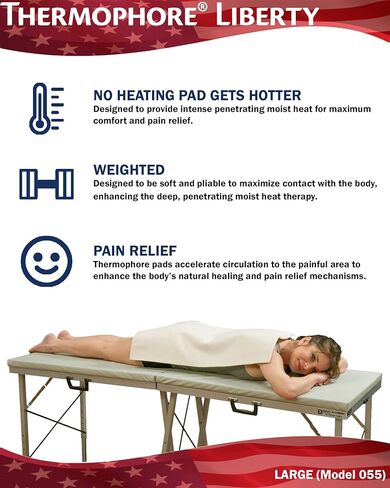 Assembled in The USA - Thermophore Liberty - Moist Heating pad for Arthritis, Back, Neck, Shoulder Pain and Cramps Relief - Electric with auto Shut Off, Large 14" x 27" in Kuwait