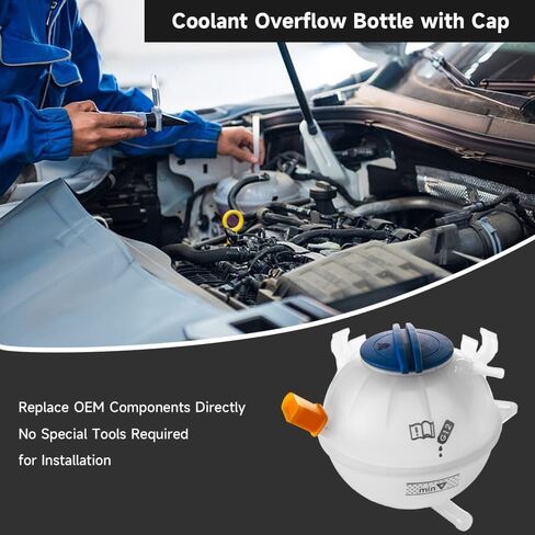 Coolant Radiator Reservoir Tank Coolant Overflow Expansion Bottle with Cap and Sensor - Compatible for Volkswagen Passat CC Golf GTI Jetta Tiguan for Audi A3 Q3 TT - Replace Part 1K0121407A in Saudi Arabia