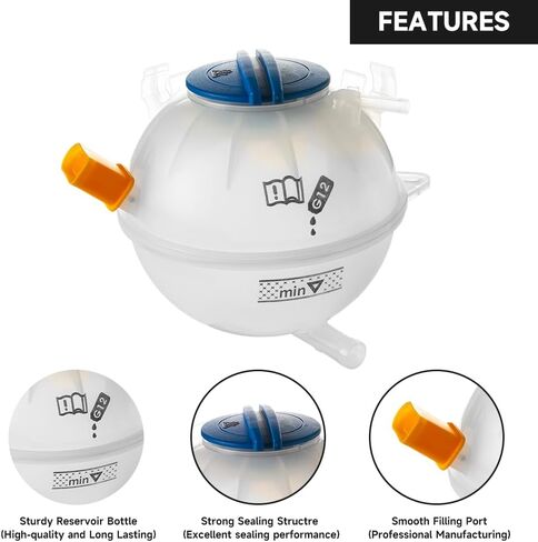 Coolant Radiator Reservoir Tank Coolant Overflow Expansion Bottle with Cap and Sensor - Compatible for Volkswagen Passat CC Golf GTI Jetta Tiguan for Audi A3 Q3 TT - Replace Part 1K0121407A in Saudi Arabia