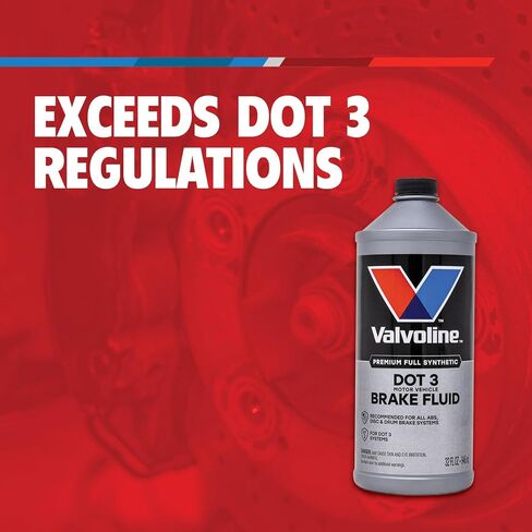 سائل الفرامل الصناعي Valvoline DOT 3 مع نقطة غليان عالية، حماية من التآكل، مقاومة قفل البخار، متوافق مع أنظمة فرامل ABS والأقراص والأسطوانة، 12 أونصة in Saudi Arabia