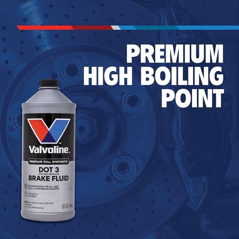 سائل الفرامل الصناعي Valvoline DOT 3 مع نقطة غليان عالية، حماية من التآكل، مقاومة قفل البخار، متوافق مع أنظمة فرامل ABS والأقراص والأسطوانة، 12 أونصة in Saudi Arabia