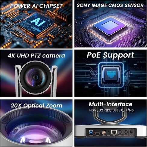 كاميرا AVKANS للتتبع التلقائي NDI HX3 PTZ، كاميرا تقريب 20X للبث المباشر HDMI SDI PTZ لعبادة الكنيسة والحدث المباشر in Kuwait