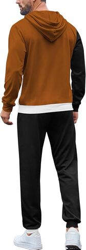 LecGee Men's Tracksuit 2 Piece Athletic Color Block Hoodie and Sweatpants Casual Sweatshirt Joggers Sweatpants Set for Men in Kuwait