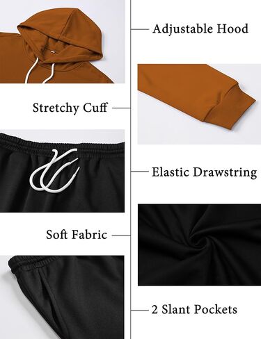 LecGee Men's Tracksuit 2 Piece Athletic Color Block Hoodie and Sweatpants Casual Sweatshirt Joggers Sweatpants Set for Men in Kuwait