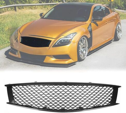 شواية المصد الأمامي لسيارة Infiniti G37 2 Door Coupe 2008-2013، Q60 2 Door Coupe 2014-2015 المصد الأمامي العلوي لشبكة قرص العسل (أسود لامع، 2 باب كوبيه) in Kuwait