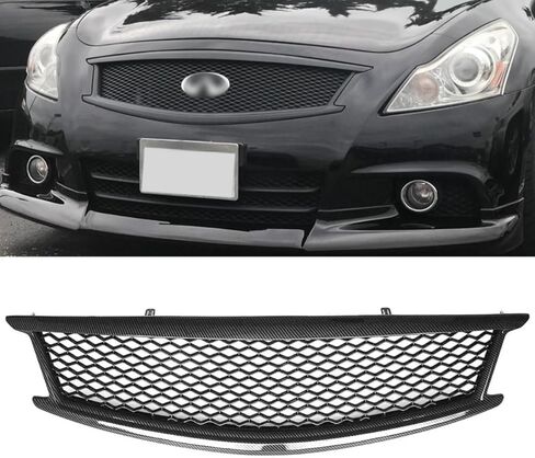 Front Bumper Grill For Infiniti G37 2 Door Coupe 2008-2013,Q60 2 Door Coupe 2014-2015 Front Bumper Upper Honeycomb Grille (Glossy Black, 2 Door Coupe) in Kuwait